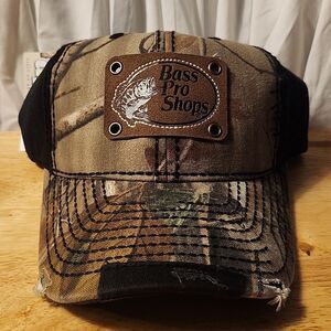 Bass Pro Shops Black and Camo Velcroback Hat - New